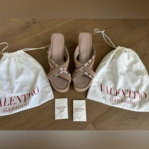 Valentino Rockstud Torchon Espadrille Wedge Sandal Rose/lighr purple gils studs